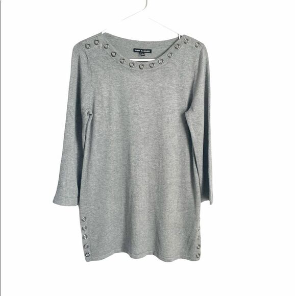 🟢Cable and Gauge 3/4 Sleeve Grey Knot Top S - Picture 1 of 8